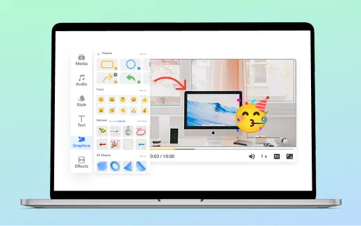 Video Annotation tools in Visla’s video editor to add text, stickers, and graphics for engaging content.